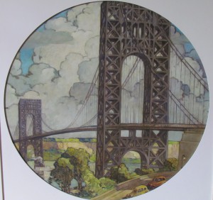 1939 Worlds Fair Painting of Roebling Bridge
